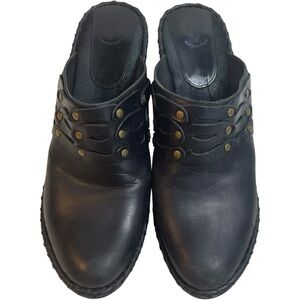FRYE Boots, An American Original Black Leather StuddedWomen's Clog/Mules